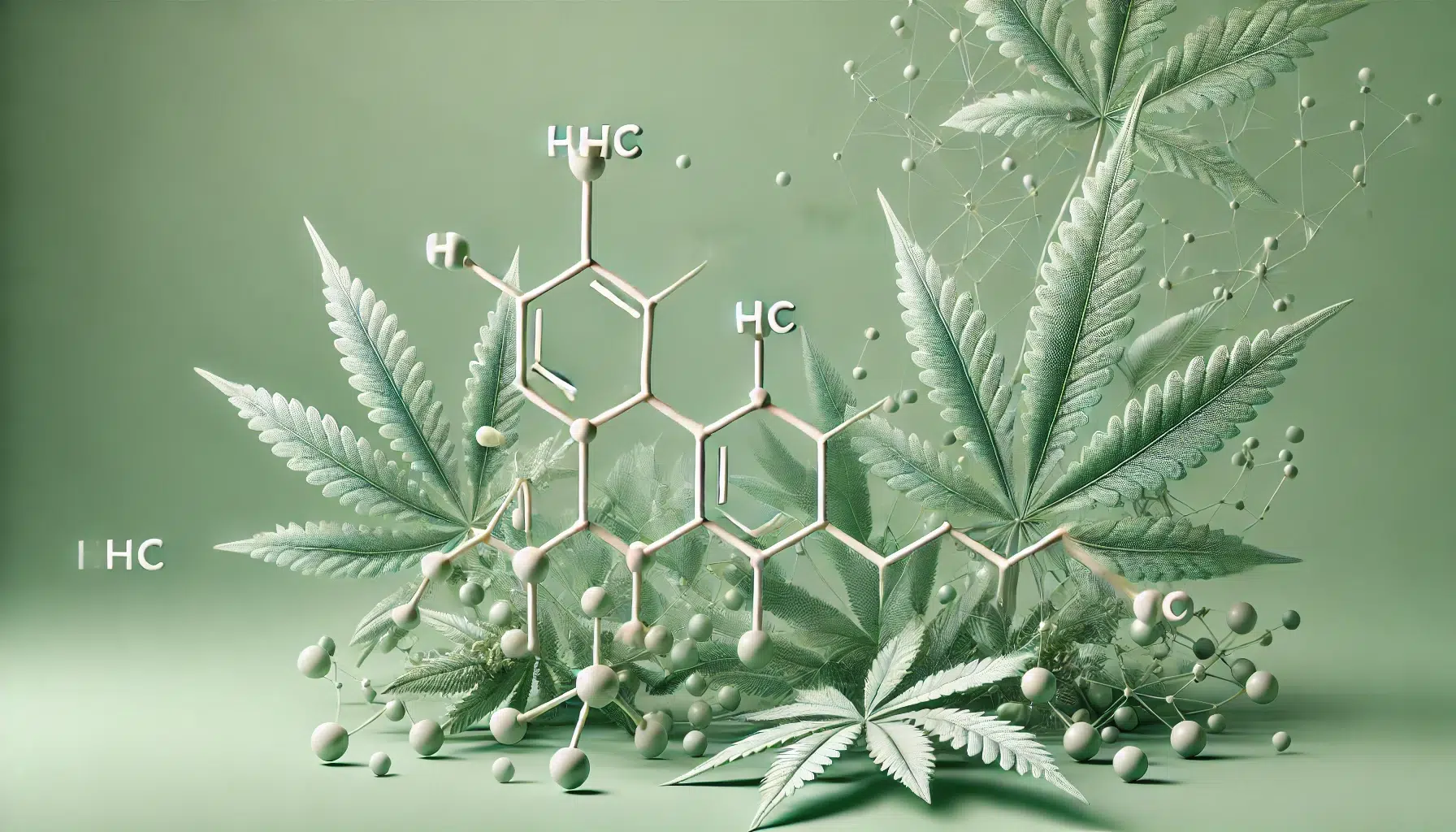 DALL·E 2024-11-12 17.02.12 - A highly detailed, text-free image representing THC in a clean, minimalist style. The image includes a molecular structure model of THC with subtle ca